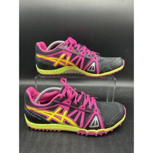 Asics HyperRocket Girl Black Pink Yellow XCS Spike Running Shoe Womens Size 8.5